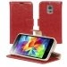 FOLIODRAGS5MINIROUGE - Etui folio aspect cuir rouge pour Samsung Galaxy S5 Mini avec rabat latéral et fonction stand