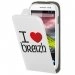 HPRN2L520COEURBREIZH - Etui Flip à rabat blanc avec motif coeur rouge I Love Breizh pour Nokia Lumia 520