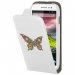 HPRN2L520PAPILLONSEUL - Etui Flip à rabat blanc avec motif papillon psychédélique pour Nokia Lumia 520