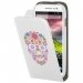 HPRN2L520SKULLFLEUR - Etui Flip à rabat blanc avec motif crâne en fleurs pour Nokia Lumia 520