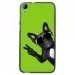 TPU1DES820CHIENVVERT - Coque Souple en gel noir pour HTC Desire 820 avec impression Motifs chien à lunettes sur fond vert