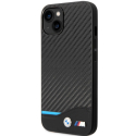 BMHCP14S22NBCK - Coque BMW iPhone 14 carbone noir logo M et BMW métal