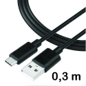 CABLE-USBCNOIR30CM - Câble USB-C noir charge et synchronisation longueur 30 centimètres