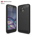 CARBOBRUSH-MOTOE4PLUS - Coque souple Moto-E4-Plus antichoc coloris noir aspect carbone