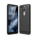 CARBOBRUSH-NOKIA51PLUS - Coque Nokia 5.1 Plus flexible antichoc coloris noir aspect carbone