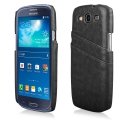COVCUIRCARTEGALS3NO - Coque noire avec logements cartes pour Samsung Galaxy S3 i9300