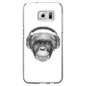 CRYSGALS7EDGEVIEUSINGECASQ - Coque rigide transparente pour Samsung Galaxy S7-Edge avec impression Motifs singe avec casque