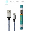 DEVIA-TRESSEMICROUSB - Câble micro-USB renforcé tressé nylon gris bleu 1m charge et transfert
