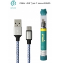DEVIA-TRESSETYPEC - Câble Type-C renforcé tressé nylon gris bleu 1m charge et transfert
