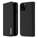DUX-WISHIP11NOIR - Etui iPhone 11 en cuir noir rabat latéral fonction stand