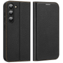 DUXSKINX2-S23PLUS - Etui Dux Skin X2 Galaxy S23+ noir fin rabat latéral aimant invisible et coque arrière flexible