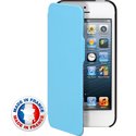 ETUICOXFOLIP5BLEU - ETUICOXIP5MIFB Etui coque bleu Folio pour iPhone 5s made in france