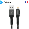 FP-ALVALIGHTNING1M - Câble iPhone / ipad Lightning noir tressé ultra robuste de FairPlay