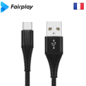 FP-ALVATYPEC1M - Câble USB-C noir tressé ultra robuste de FairPlay