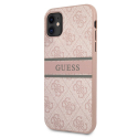GUHCN614GDPI - Coque souple iPhone 11 Guess collection Stripes coloris rose
