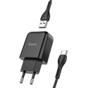 HOCO-N2USBC - Chargeur secteur USB 2A + câble USB-C noir de Hoco