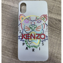 KENZO-XSTIGFONDBLANC - Coque Kenzo Paris iPhone X/XS avec motif tigre sur fond blanc et logo KENZO relief rouge