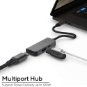 LINQ-HUBUSBC3EN1 - Linq Adaptateur Type-C vers HDMI 4K et USB-3.1 coloris gris foncé