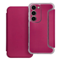 PIANO-S23BORD - Etui type folio (rabat) + coque antichoc pour Galaxy S23 avec rabat latéral bordeaux