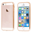 SOFTBRUSHGOLDIP5S - Coque souple iPhone SE contour gold et dos transparent