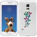 TPU0GALS5PAPILLONS - Coque Souple en gel transparente pour Galaxy S5 avec impression Motifs papillons colorés