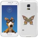 TPU0GALS5PAPILLONSEUL - Coque Souple en gel transparente pour Galaxy S5 avec impression Motifs papillon psychédélique