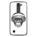 TPU1LGK7VIEUSINGECASQ - Coque souple pour LG K7 avec impression Motifs singe avec casque