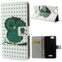 WALLETRAINBCHOUETVERT - Etui type portefeuille chouette verte pour Wiko Rainbow avec rabat latéral articulé fonction stand