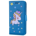 WALLICO-A52017BLEU - Housse Etui Galaxy A5-2017 Licorne avec strass et paillettes coloris bleu