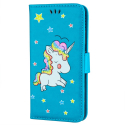 WALLICO-XZ2COMPBLEU - Housse Etui Xperia XZ2 Compact Licorne avec strass et paillettes coloris bleu