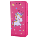 WALLICO-XZ2COMPFUSHIA - Housse Etui Xperia XZ2 Compact Licorne avec strass et paillettes coloris fushia