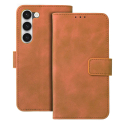 WALLTENDER-S23CAMEL - Etui type portefeuille Galaxy S23 camel avec rabat latéral fonction stand