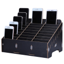 WOODBOX-NOIR - Boite Rangement en bois pour smartphone 24 emplacements coloris noir