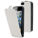 MUSLI0074-IP5 - Etui clapet Slim blanc crocs iPhone 5 et film écran