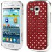 COVDIAMS7560ROUGE - Coque rigide aspect matelassé rouge toucher gomme avec inserts diamants Galaxy Trend S7560 et Trend