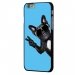 CPRN1IPHONE6CHIENVBLEU - Coque noire iPhone 6 motif chien à lunettes sur fond bleu