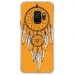 CRYSGALAXYS9REVEORANGE - Coque rigide transparente pour Samsung Galaxy S9 avec impression Motifs attrape rêve sur fond orang