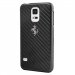 FECBGUHCS5BL - coque rigide aspect carbone noir Ferrari pour Galaxy S5 avec logo métal