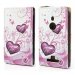 FLIPFLOWER04LUMIA925 - Etui a rabat vertical Lumia 925 motifs coeurs sur fond blanc et rose