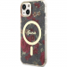 GUHMP14SHCFWSA - Coque souple iPhone 14 Guess collection Flower Kaki et anneau MagSafe doré