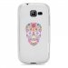 TPU0S7390SKULLFLEUR - Coque Souple en gel transparente pour Galaxy Trend Lite avec impression Motifs crâne en fleurs sur