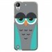 TPU1DES530CHOUETTE2 - Coque souple pour HTC Desire 530 avec impression Motifs chouette endormie bleue et grise