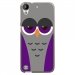 TPU1DES530CHOUETTE6 - Coque souple pour HTC Desire 530 avec impression Motifs chouette endormie mauve et grise