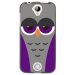 TPU1M320CHOUETTE6 - Coque souple pour Acer Liquid M320 avec impression Motifs chouette endormie mauve et grise