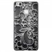 TPU1P9LITEARABESQUENOIR - Coque souple pour Huawei Ascend P9-Lite avec impression Motifs arabesque noir