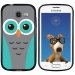 TPU1S7390CHOUETTE1 - Coque Souple en gel noir pour Galaxy Trend Lite avec impression Motifs chouette bleue et grise