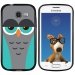 TPU1S7390CHOUETTE2 - Coque Souple en gel noir pour Galaxy Trend Lite avec impression Motifs chouette endormie bleue et gr