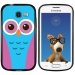 TPU1S7390CHOUETTE3 - Coque Souple en gel noir pour Galaxy Trend Lite avec impression Motifs chouette rose et bleue