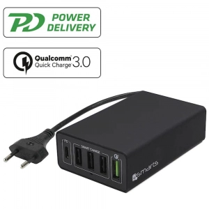 Chargeur secteur multi-USB compatible Fast-Charge iPhone / Android de  4Smarts