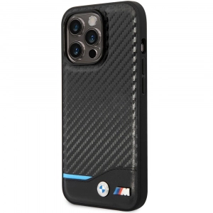 Coque BMW iPhone 14 Pro dos carbone avec logo BMW métal